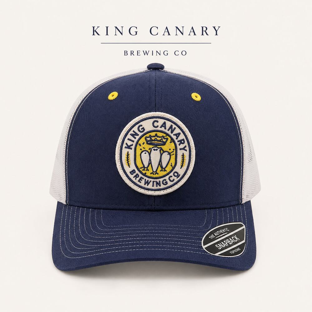 King Canary Brewing Co Mesh Trucker Hat Blue Snapback Beer Cap
